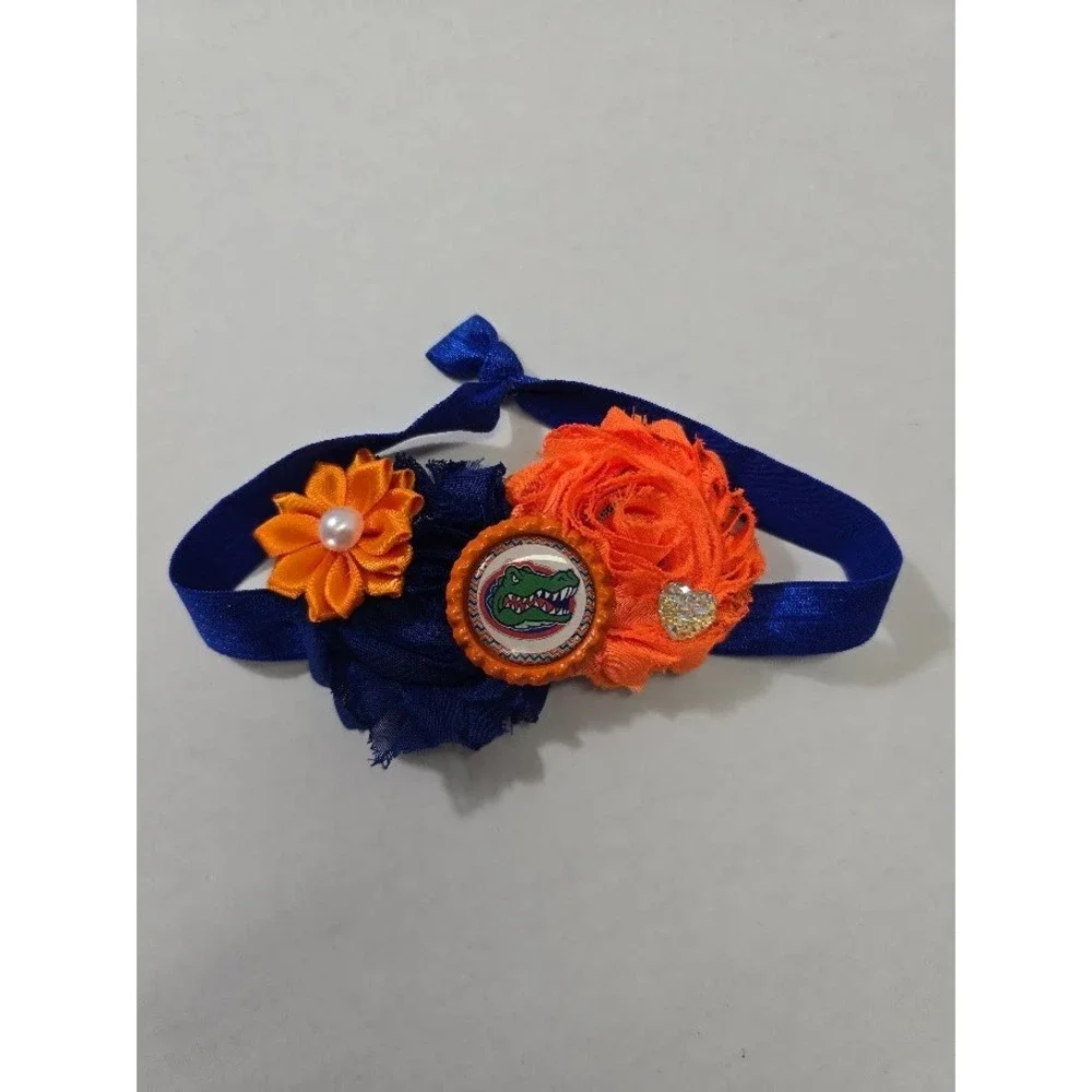 Handmade Florida Gators‎ Headband Infant OS Blue Orange Excellent Rosette Logo